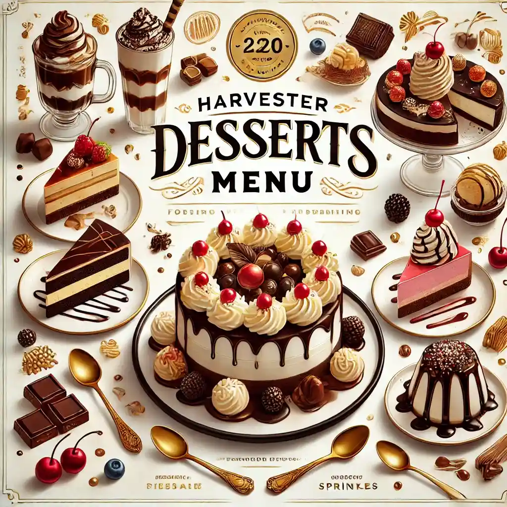 Harvester Desserts menu prices uk